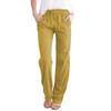 2026 Spring/Summer Women's Solid Color Cotton Linen Drawstring Wide-Leg Casual Pants