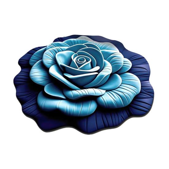 3D Rose Flower Area Rug Non-slip Washable Absorbent Plush Floor Mat Irregular Floral Carpet Indoor Living Room Bedroom Bathroom Kitchen Decoration