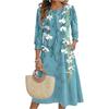 Women's Fashion Pocket Half Sleeve Floral Mid,length Casual Dress