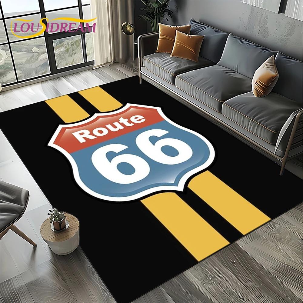 Route 66 Retro America Historic Mother Road,mãe EstradaCarpet Rug for Living Room Bedroom Home Sofa,Area Rug Non-slip Floor Mat