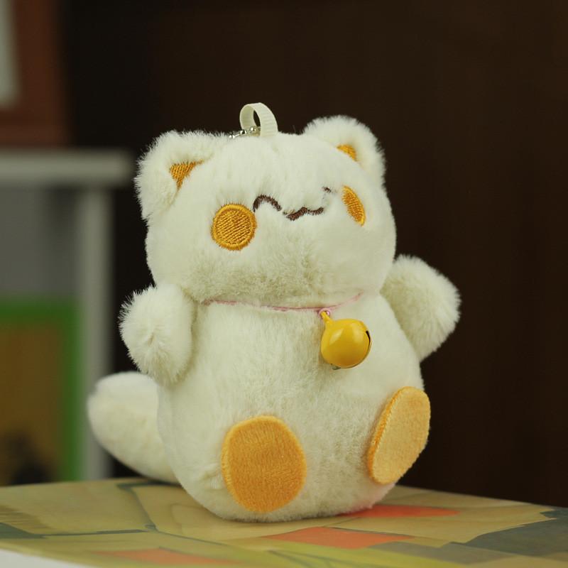 

Cute Miniature Cat Plush Toy Soft Keychain Bag Charm Beige Brown Lucky Cat бежевий