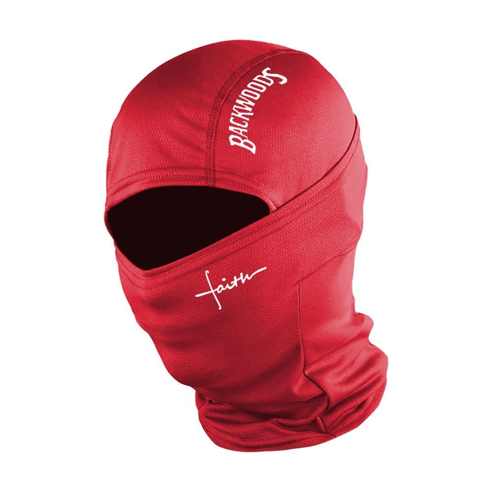 Letter Print Full Face Mask Red Heart Pattern Hood Cover Balaclava Hat Sun Protection