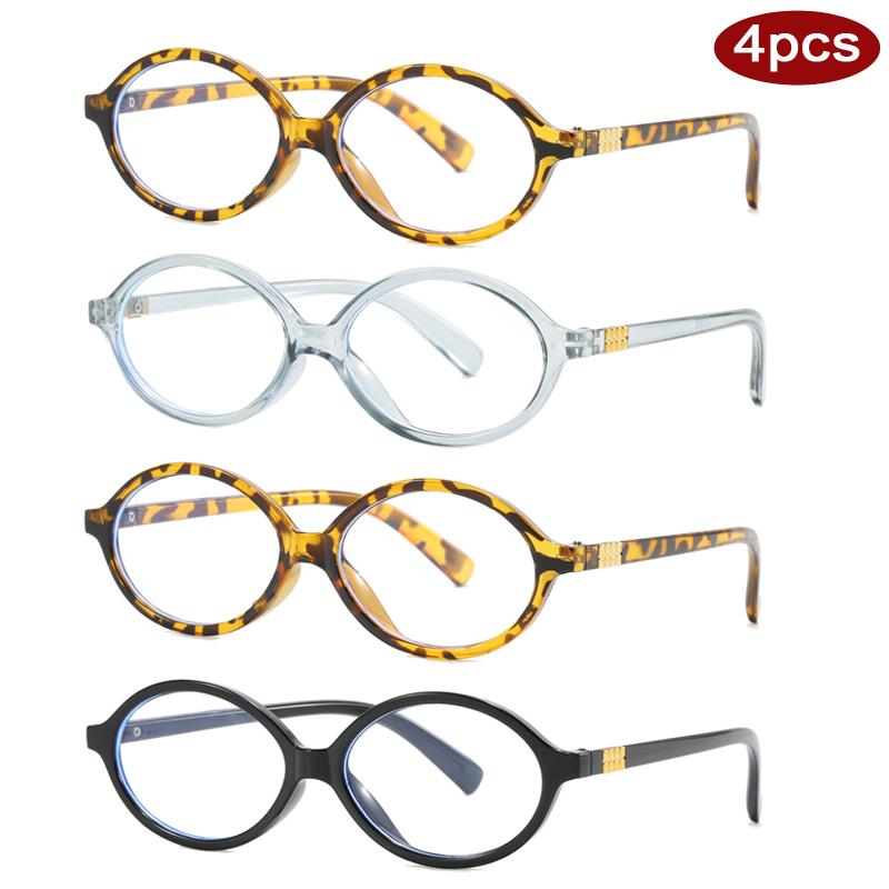 4pcs Fashion Female Small Oval Clear Lenses Glasses Frames Women Anti Blue Light Glasses Frame Trendy Multi Color Eyewear