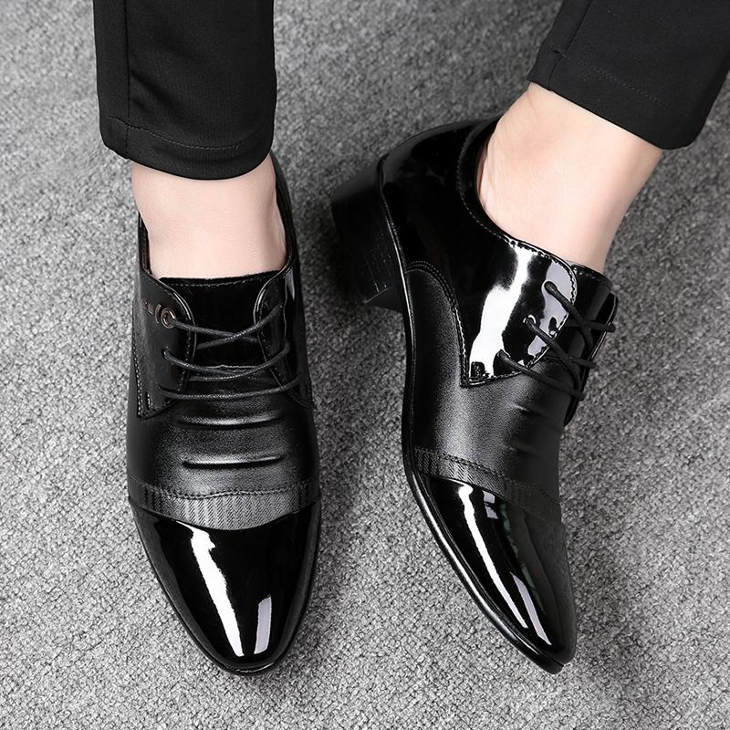 Men Shoes Luxury Brand Man Pointed Toe Dress Shoes Mens Patent Leather Black Wedding Party Shoes Lace Up Oxford Formal Shoes