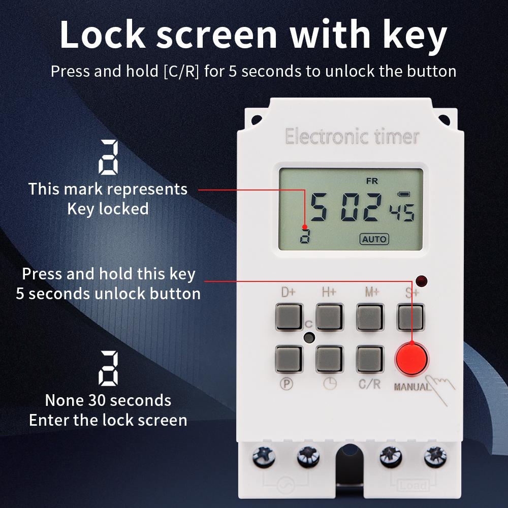 KG316S 220VAC 25A Digital Timer Switch Automatic Electronic Programmable Relay Week/Day/Minutes/second 168 Hours Time Control3