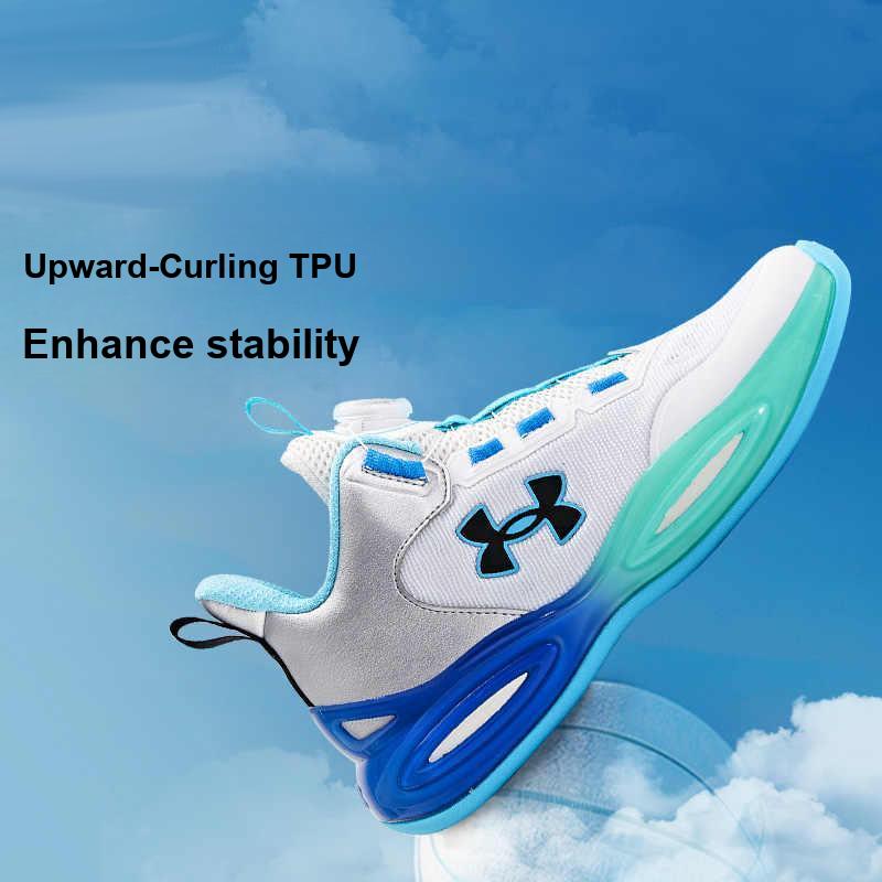 Under Armour Comfortable Versatile Hollow Knob Synthetic Leather Low Top Basketball Shoes Kids sneaker 2431211