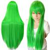 Synthetic Hair Bright Green Straight Long Wig Anime Cosplay Sothis Halloween Costume Mion Sonozaki Hair Wigs with Bangs
