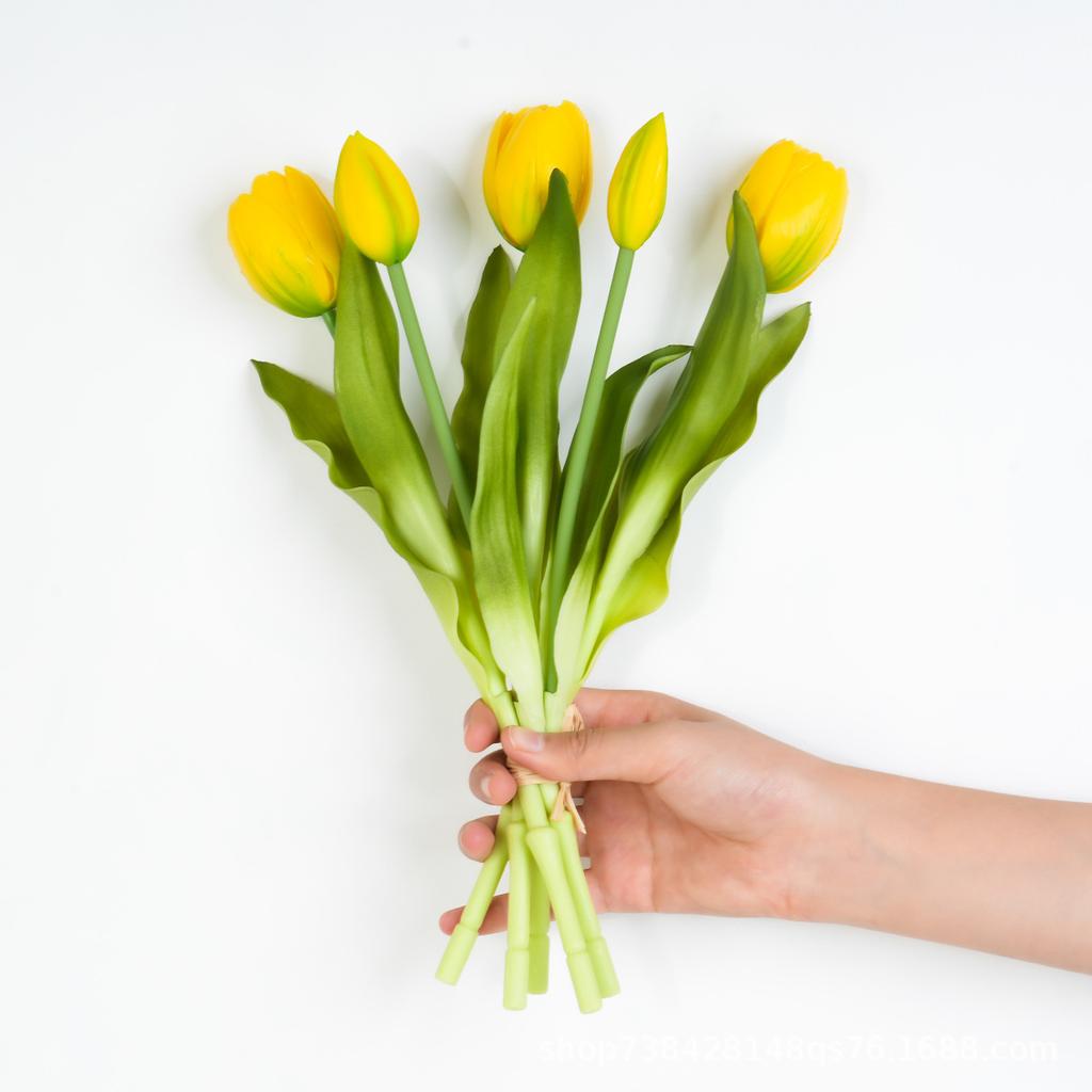 Short Soft Rubber Tulip Bouquet, Home Hotel Bedroom Decoration Flower Arrangement, Home, Simulated Flower