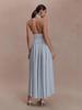 European & American Women's Halter Slim V-Neck Pleated Backless Dress