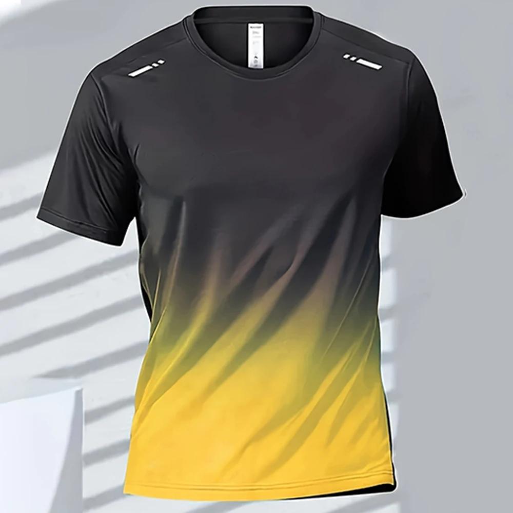 Herren T-Shirts Sport T-Shirt Schnelltrocknend Farbverlauf Kurzarm T-Shirts Outdoor Training Basketball Training Laufen Herren Kleidung 6XL black