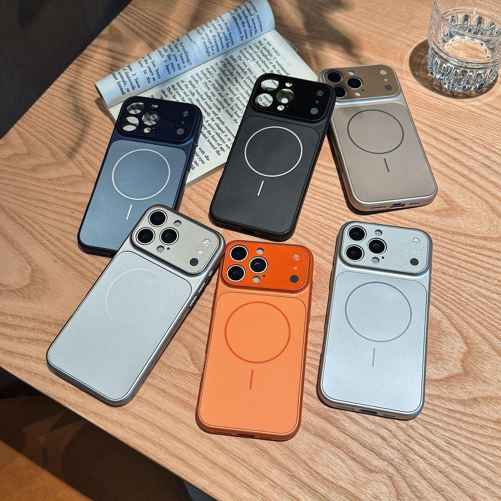 Orange Frosted Magnetic Phone Case for Apple 17 Pro with Lens Protection, Drop-proof & Fine Magnet Design, Compatible with Models 14, 15, 16.