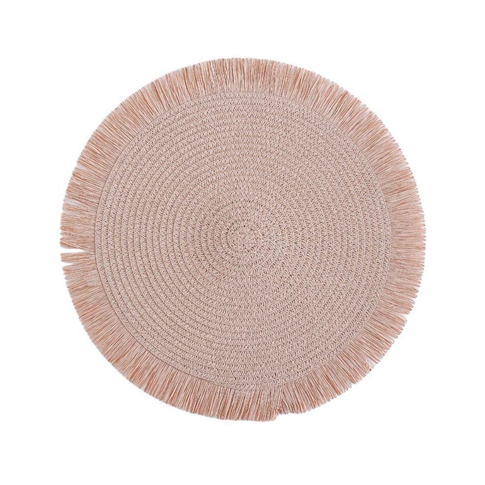 

with Tassel Braided Placemat Round Bowl Mat Dining Table Decor Heat Resistant Place Mat Home розовый