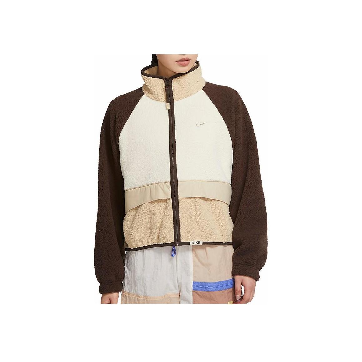 

Nike Куртка женская из шерпы с воротником-стойкой, цветные блоки, желтая DD5719-237 S