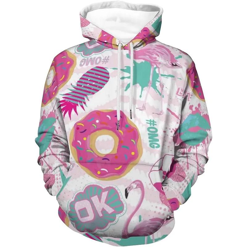 2024 Fashion New Autumn Donut 3D Printed Hooded Sweatshirt men's Casual Loose Fitting Pullover Sportswear Sweatshirt For Men