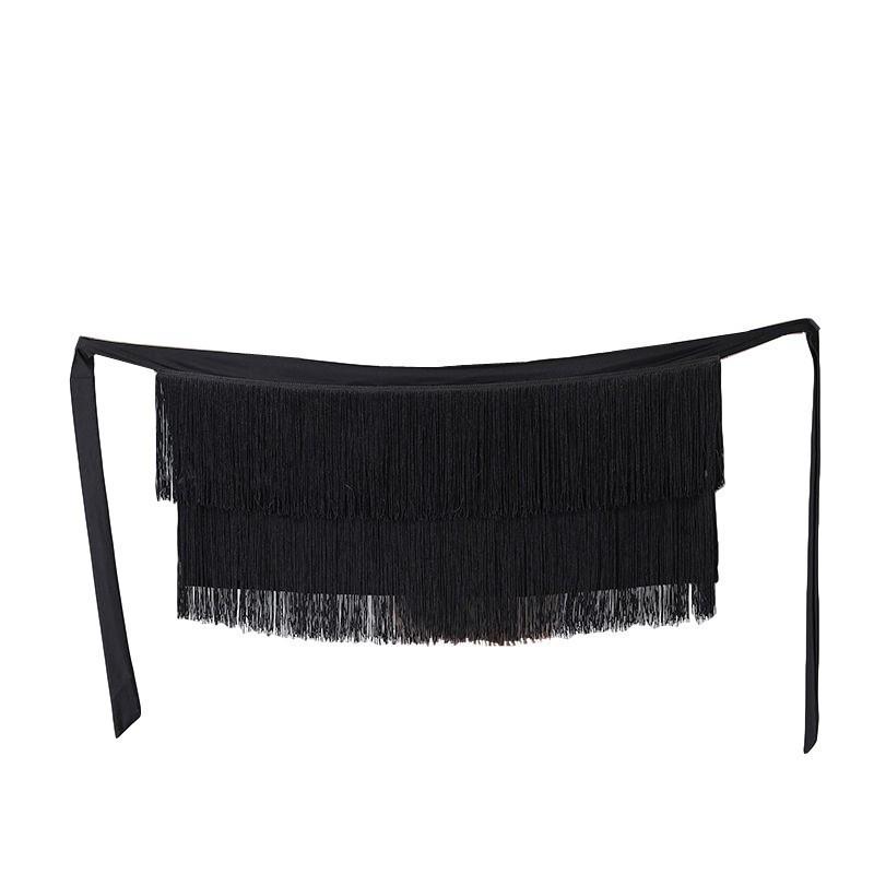 Women's Latin Dance Costume Apron Tassel Skirt with Hip Scarf for Practice & Performance