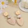 Melard Retro Artistic Heart Dangle Earrings – Handmade Patchwork Faux Wood Design for Women