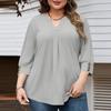Women's Fashionable Casual Plus-Size V-Neck Button-Down Short-Sleeve Top