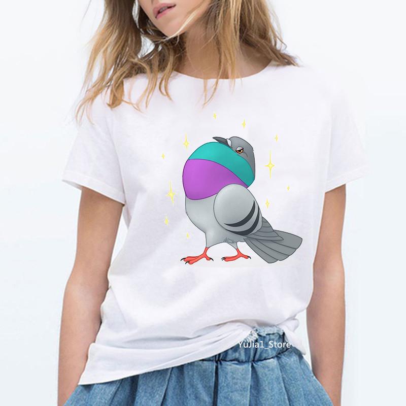 Lovely Rainbow Birds Cockatiel Parrot Graphic T Shirt Unisex Summer White Short Sleeve Tshirt Cute Top Female Tshirt Clothes
