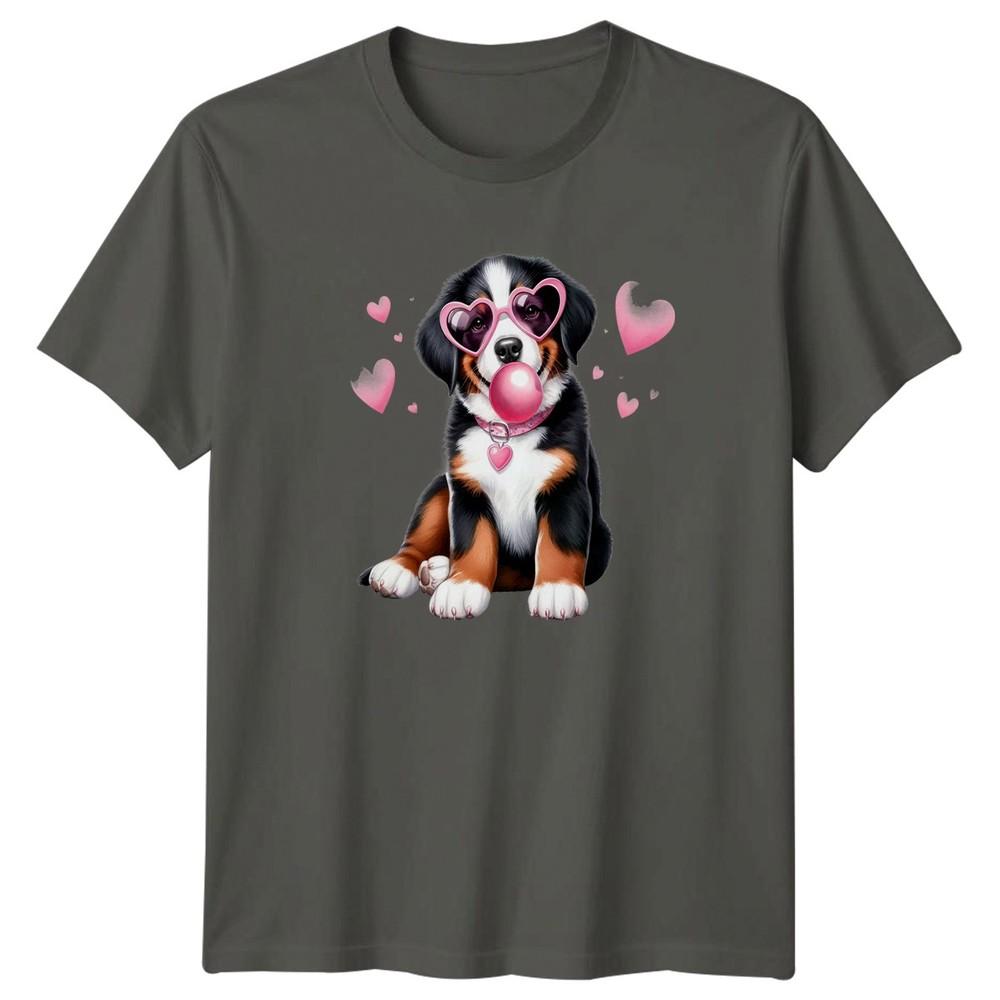 Bernese Mountain Dog Puppy Heart Glasses Bubblegum Dogs Unisexs TShirt Unisexs S