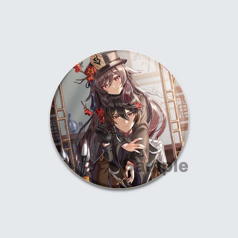 32/44/58 mm Genshin Impact-Abzeichen, Spiel Anime-Mädchen Hu Tao/Venti/Jean, Anstecknadel, 58 mm, runde Brosche für Rucksack, Kleidung, Zubehör, Schmuck, Geschenk