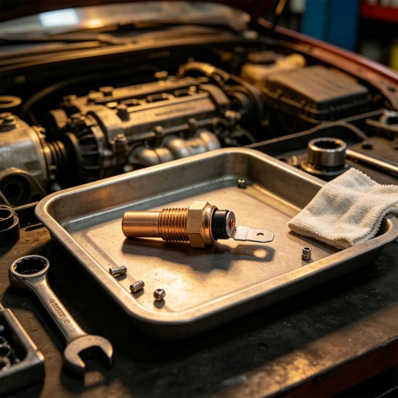 Threaded Coolant Temperature Sensor with Single Terminal Design, Engine Water Temperature Unit for Cooling System Repair and Routine Service