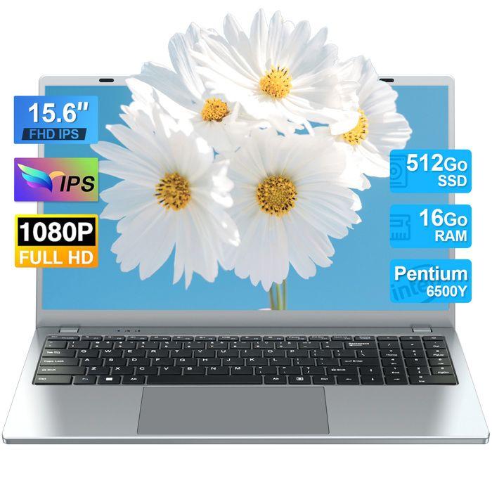 PC Portable -15.6 ''FHD-Intel Pentium Gold 6500Y(Jusqu'à 3.4 GHz)-16Go RAM-512Go SSD-ordinateur Portable-Windows 11 Pro