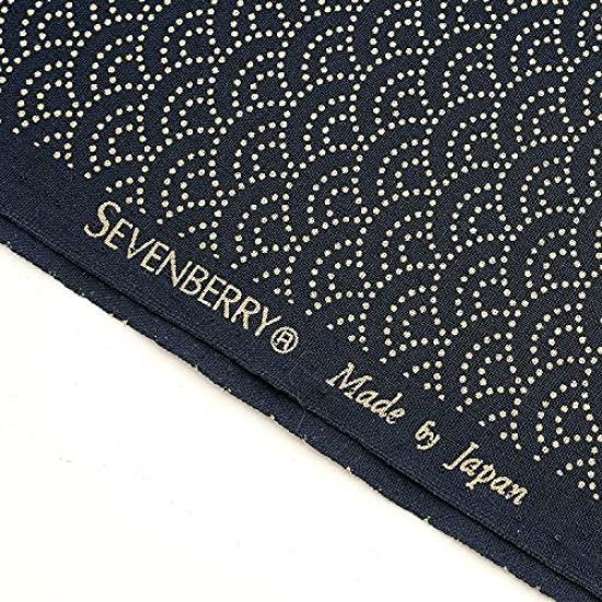 Lana cruda cortada Seigaiha japonés hecho en corte aproximadamente 110cm x tela azul marino, patrón, (patrón de onda), Algodón estilo japonés, Japón, tela, 88222,