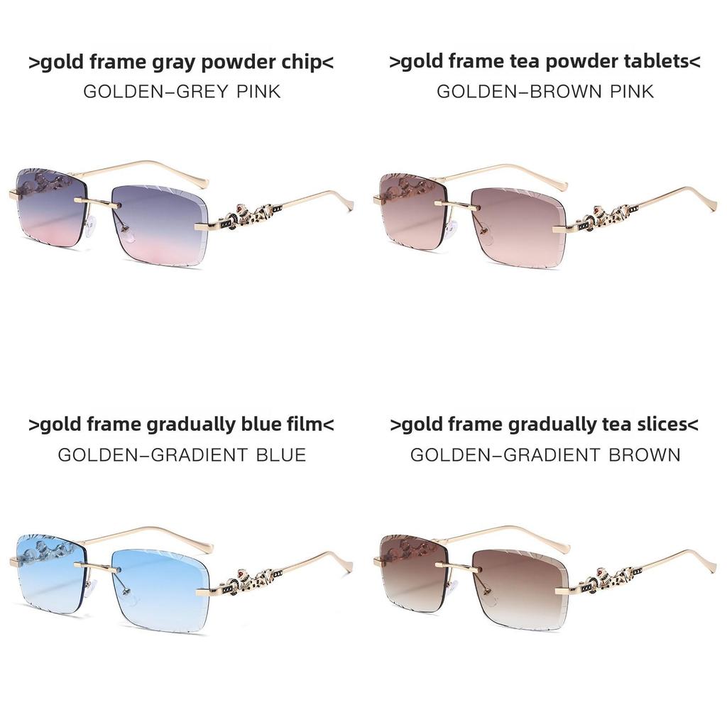 Metal Frameless Square Sunglasses With Lenses For Fashionable Outdoors