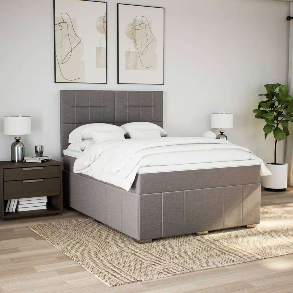 Box Spring Bed with Mattress Taupe 140 x 190 cm Fabric
