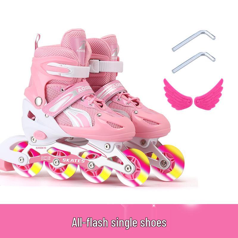 Nastavitelná sada kolečkových bruslí s blesky pro začínající děti