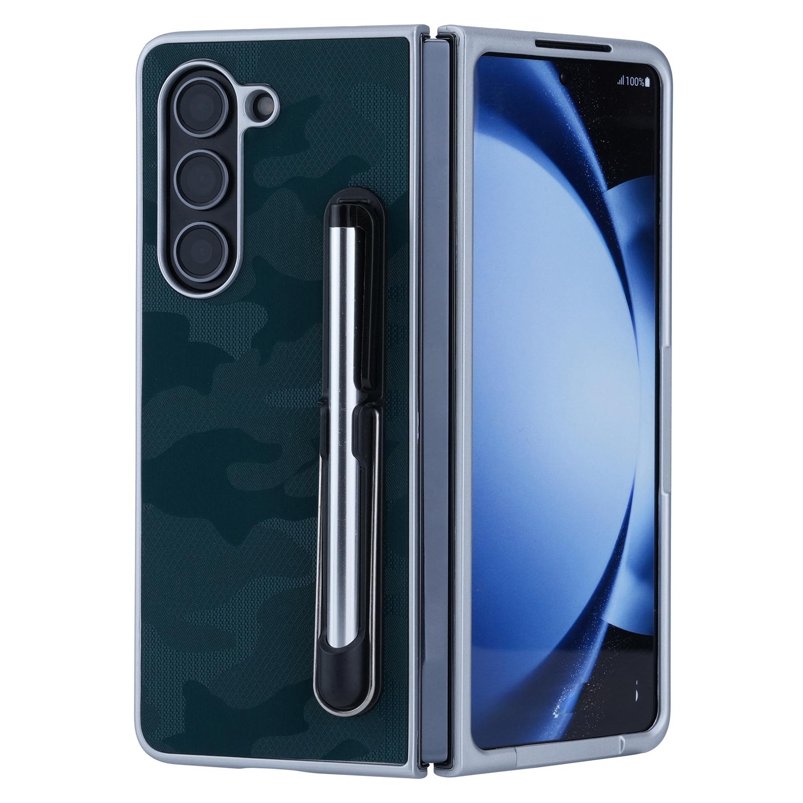 

For Samsung Galaxy Z Fold6 5G Case Kickstand Skin-Touch Leather+PC Phone Cover with Stylus Green