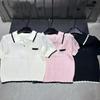 Miu Style 2026 Early Spring Black Label Hollow Lapel Knit Top - Age-Reducing, Casual, Versatile Short Sleeve