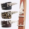 Leopard Print Western Style Leather Belt For Women And Men With Alloy Buckle For Casual Wear