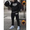 Men's Casual Hoodie Set, Fashionable Printed Sportswear and Pants Set, Letter Printed Trend
