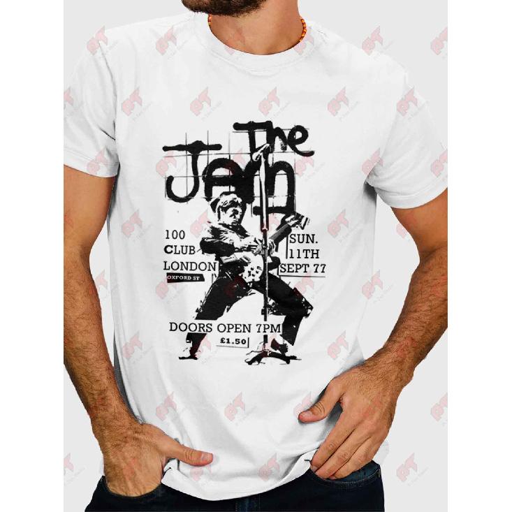 The Jam 100 Club 1977 Punk T-Shirt - Iconic British Tee with 1977 Print, Round Neck Casual Shirt for Punk Music Fans & Vintage Style