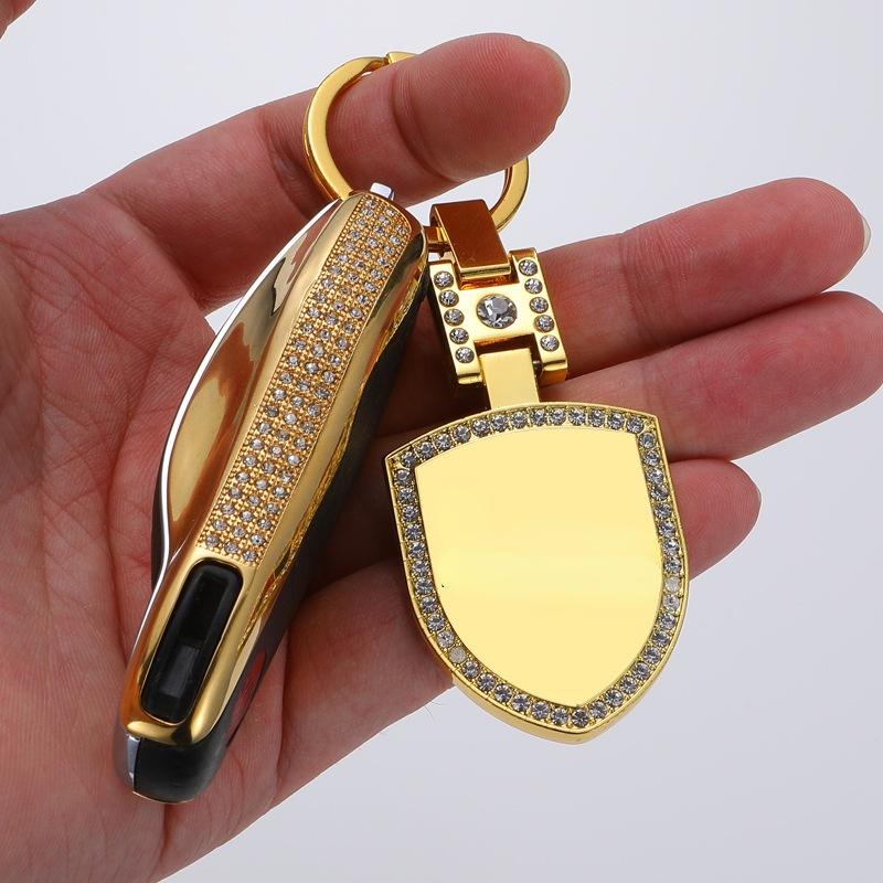 

Чехол для ключей, металлический чехол с бриллиантом, пряжка, роскошный брелок для ключей для Macan 2014 2015 Cayenne 2013 Panamera 911 718