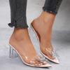 New Style Diamond Butterfly Sandals Slippers Women Transparent Thick Bottom Party Dress Mules High Heels Summer Heels