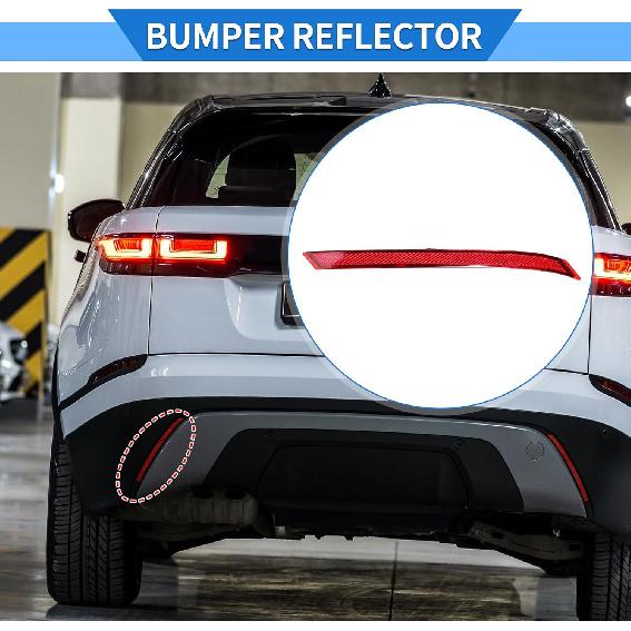 Stötfångarreflektor Kompatibel för Land Rover Range Rover Velar 2018-2023, Hållbar Plast Röd Bakre Vänster Stötfångarreflektor Sidomarkör