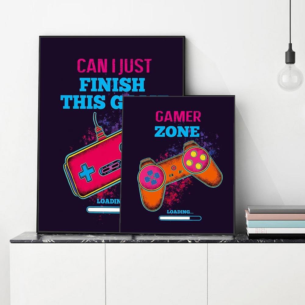 Funny Video Game Art Canvas Printing Posters Gamer Zone Gaming Wall Art pictures For Boy Bedroom Playroom Decoration Unframed