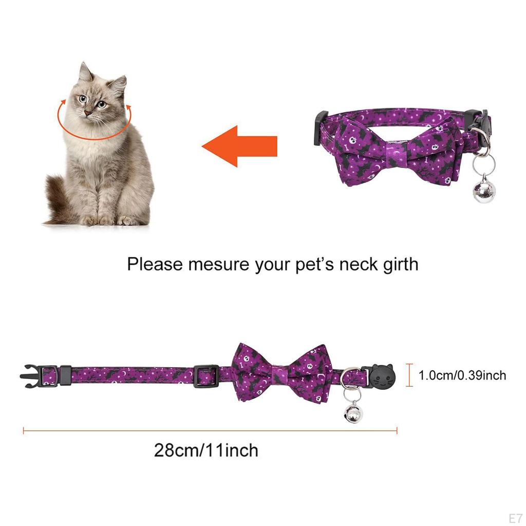 Cute Halloween Cat Collars with Interchangeable Bow Tie for Small and Medium-sized Kittens