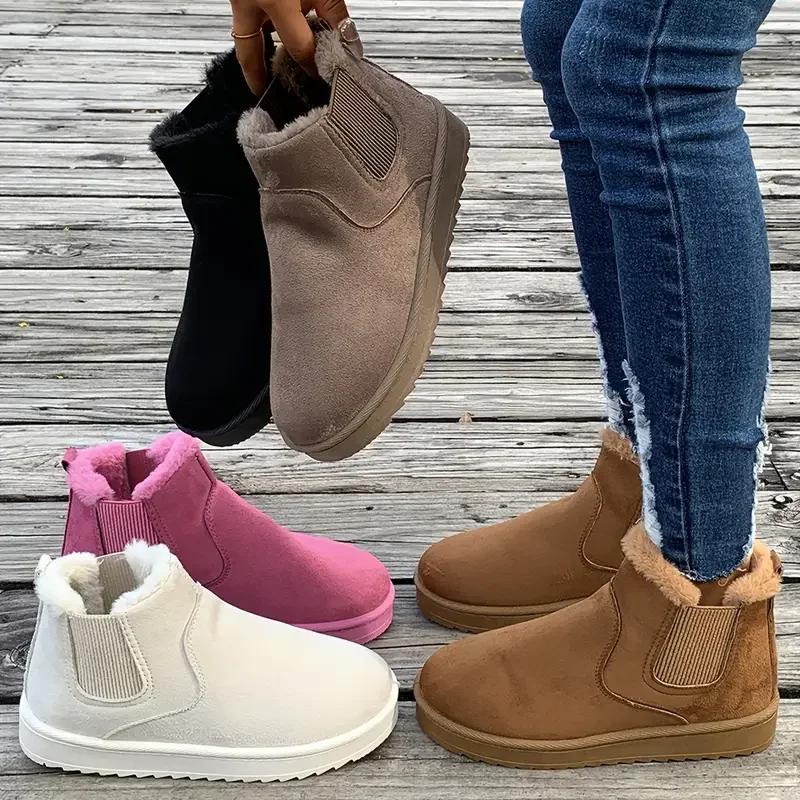 Women Ankle Boots Fur Flats Platform Designer Shoes Plush Warm Snow Boots Women Luxury Outdoor Casual Shoes for Women