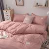 Simple Japanese Solid Color Pink Bedding Set Bed Cover Twin Full Queen Bed Linen Girl Women Polyester Bed Flat Sheet Pillowcase