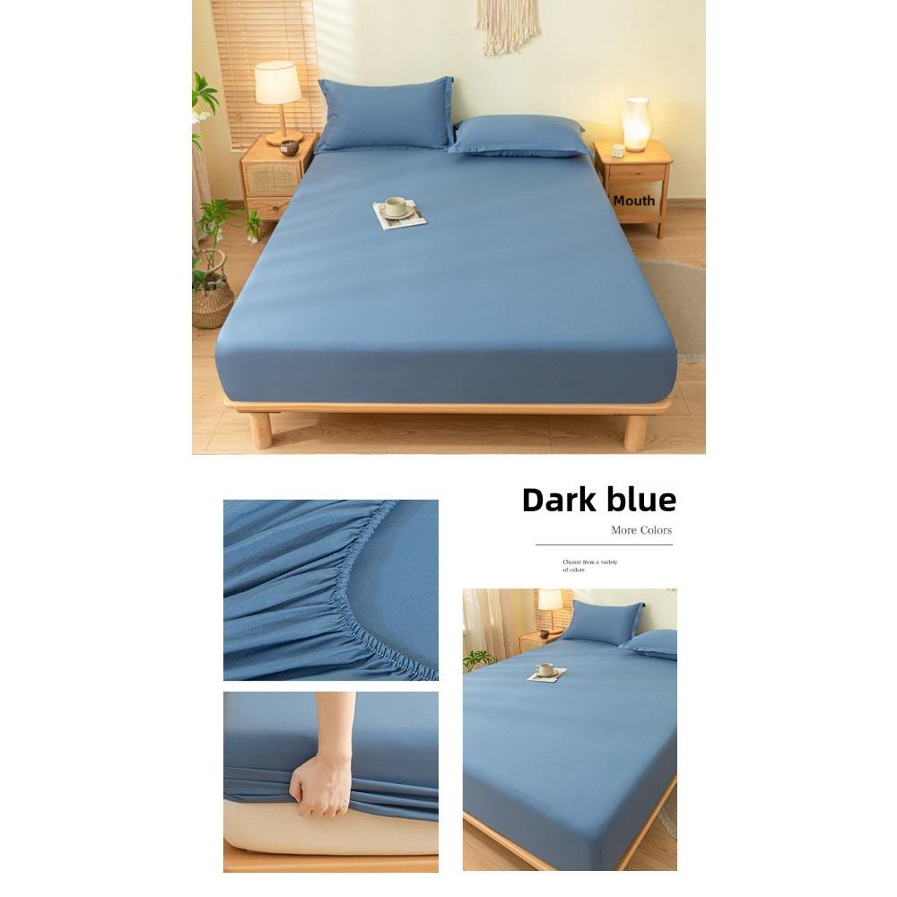 Brushed Washed Cotton Fitted Sheet, All Seasons Full Wrap Mattress Protector Cover with Pillowcase, Dustproof Anti-Dirty Bed Linen