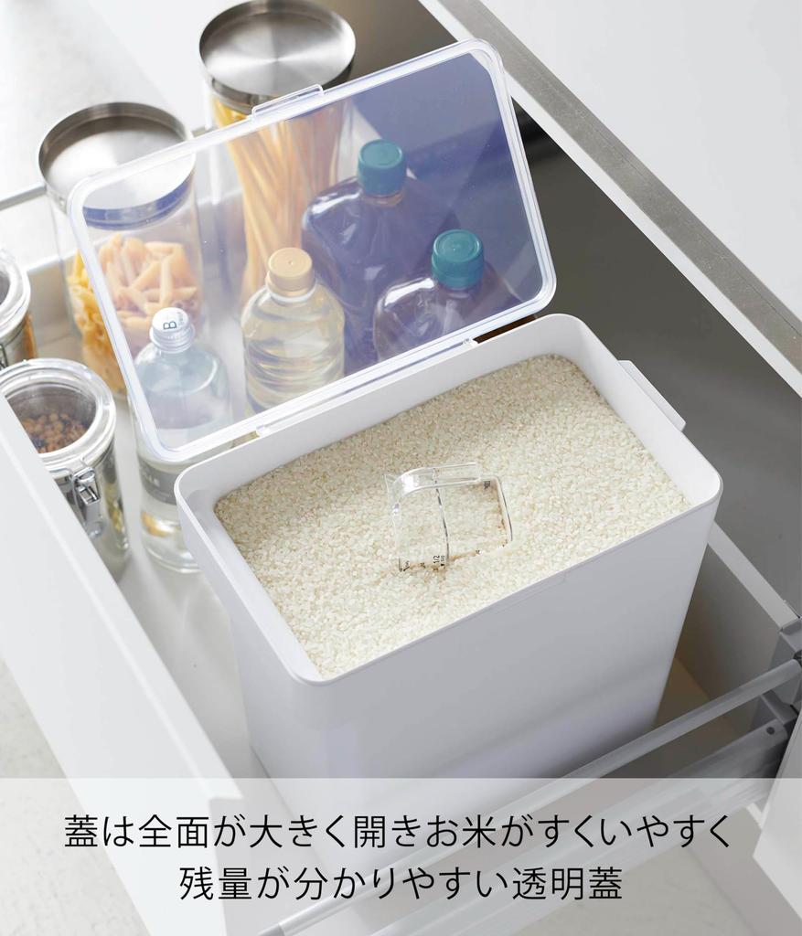 Yamazaki Jitsugyo Luftdichte Reisflasche, 10 kg, mit Messbecher, weißer Turm, Feuchtigkeitsgehalt ca. 5423. B30,7 x T19,7 x H31,2 cm, Antioxidationsmittel