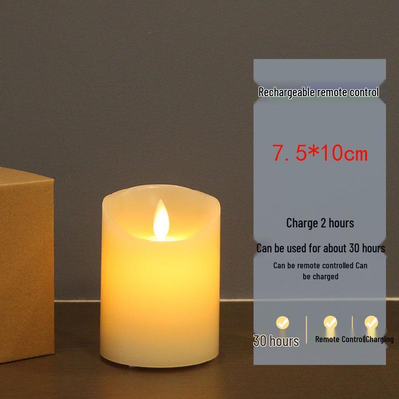 LED Rechargeable Paraffin Wax Candle with Swaying Flame & Remote Control for Decoration or Birthday Celebration