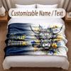 Highland Cow Theme Soft Blanket Personalized Custom Name Text Print Warm Blanket Home Sofa Bedroom Decor