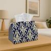 1pc Classic Damask Tissue Box Holder - Elegant Damask Pattern Napkin Organizer, Sturdy Fabric Suitable for Kitchen, Dining Table & Coffee Table, Decor
