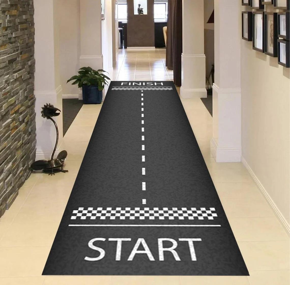Racebaan Asfalt Thema Vloerkleed, Verkeersweg Vloerkleed Slaapkamer Nachtkastje Vloermat Keuken Hal Woonkamer Portiek Balkon en Huisdecoratie 120x160cm47x63in