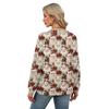 Women's Casual Polka Dot Christmas Print Top for Fall and Winter, Versatile Blouse