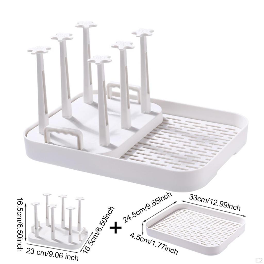 Bottle Rack Kitchen Cups Drain Tray Can Hold 6 Drinking Glass Drainer Coffee Mug Table